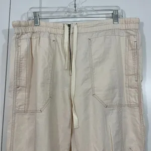 Free People Medium Cream Cropped Cargo Tapered Drawstring Pants with Pockets thumbnail 2