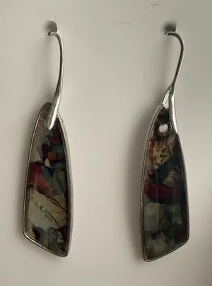 Elegant Silver and Multicolor Dangle Earrings thumbnail 1