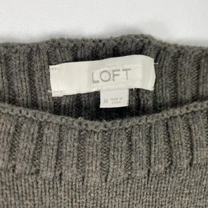 LOFT Sweater Tunic Womens‎ Medium Brown Ribbed Back Side Slit Long Sleeve Knit thumbnail 2