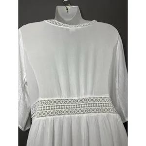 Cute Options Cover Up Womens Small White Crochet Lace Tassel Kimono Duster Boho thumbnail 8