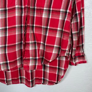 Denim & Supply Ralph Lauren Women M Red Black White Plaid Flannel Shirt Boho thumbnail 4