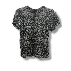 Pilcro Anthropologie Bennie Slim Cotton‎ Slub Burnout Leopard Print Tee Puff XS thumbnail 3
