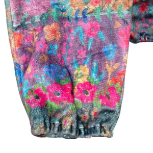 Natural Life Floral Soft Fleece Pajama Jumpsuit Large Zip-up Boho Cozy Colorful thumbnail 6