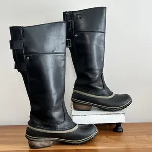 Sorel Slimpack II Lace Tall Waterproof Leather Winter Boots Black NL2557-010 6.5 thumbnail 2