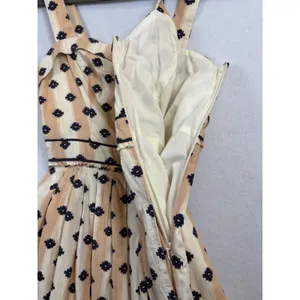 Maeve Anthropologie Striped Embroidered Cotton Sundress Tan Navy 4 thumbnail 6