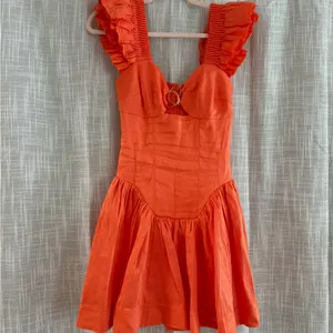 Aje Orange Mini Dress with Ruffled Sleeves Size 0 thumbnail 2