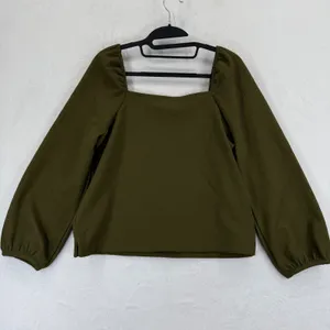 Madewell‎ Womens Top Olive Green Square Neck Long Sleeve Textured Blouse Small thumbnail 8