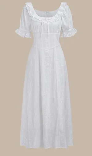 Rihoas White Embroidery Puffed Sleeve Maxi Dress thumbnail 5