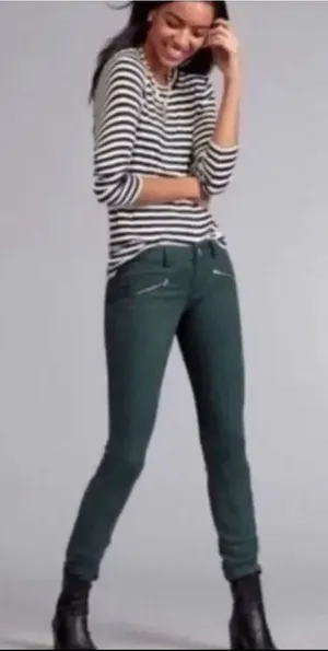 CAbi hunter green #3388 ankle skinny zipped pocket size 4 jeans thumbnail 1