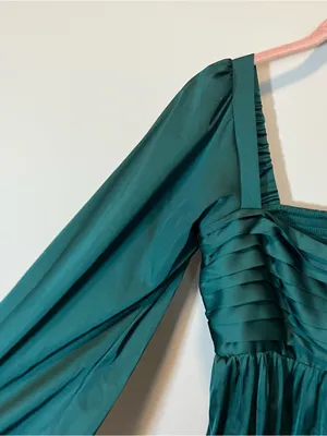 Abercrombie & Fitch Emerson Satin‎ Green Mini Dress Long Sleeve Small Tall ST thumbnail 5
