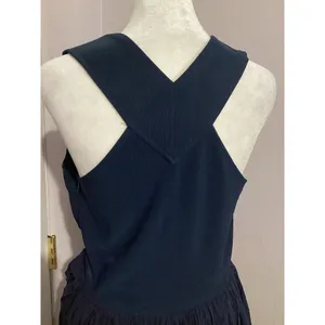 Lulus Navy Blue Sleeveless Fit & Flare Maxi V-Neck Dress Criss Cross Back M thumbnail 5