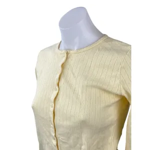 Brandy Melville Zelly Ribbed Long Sleeve Slim Button Down Cardigan Sweater Top S thumbnail 2