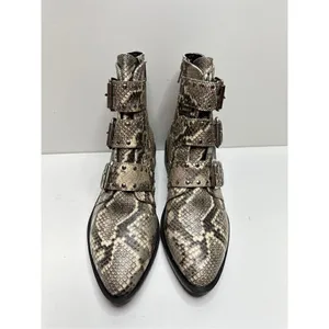 STEVEN NEW YORK Beige Snake Buckle Accent Studded Hazan‎ Almond Toe Block Heel thumbnail 6