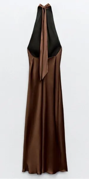ZARA NWT Brown Halter Dress thumbnail 3