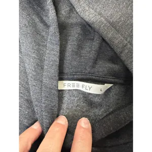 Free Fly Womens Bamboo Lightweight Fleece Cropped Hoodie Heather Black 3980 L thumbnail 6