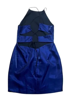 Endless Rose Shimmery Blue Backless Mini Dress Large thumbnail 1