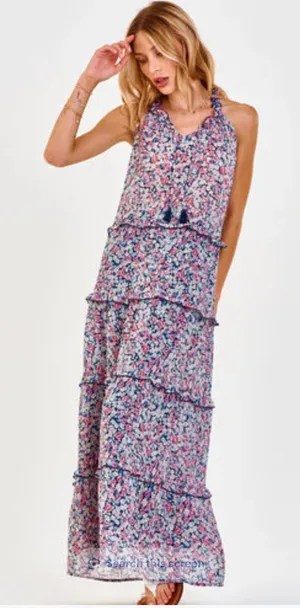 Dear John Whitley dress maxi floral size XS ruffle tiered sleeveless thumbnail 1