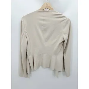 Zara Cream Faux Suede Open Front‎ Lightweight Draped Jacket Womens XS HH8 thumbnail 2
