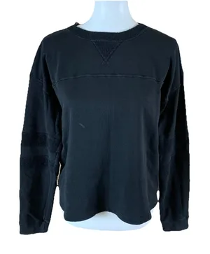 Year Of Ours‎ Black Terry Pullover Sweatshirt Large Casual Cozy Layer Women's thumbnail 1