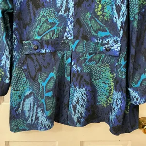 Attyre Snakeskin Animal Print Jacket 3X Car Coat Blue Green Bold Career Travel thumbnail 6