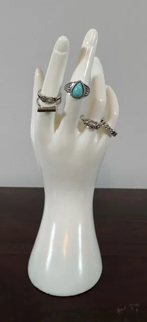 Silver Tone Jewelry Lot 5 Rings Sz 7 1 Pair Boho Drop Earrings Sun Moon thumbnail 1
