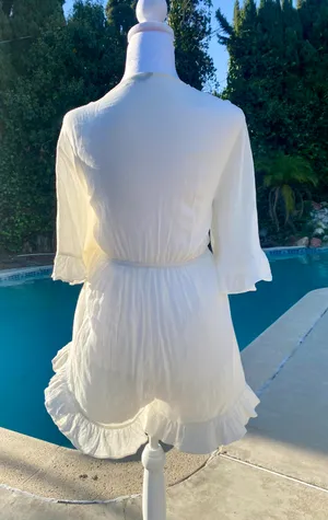 Bell Sleeve Tie Front Peekaboo Romper thumbnail 6