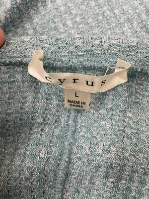 Cyrus Waffle Wave Long Sleeve Blue Blouse Size Large thumbnail 4