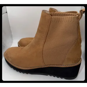 Eileen Fisher Chelsea Boots Womens 7.5 Tan Leather Wedge Ankle Bootie thumbnail 2