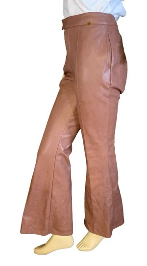Avec Les Filles Brown Faux Leather Flare Leg Pants (S) thumbnail 1