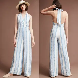 Anthropologie Line‎ & Dot Bandana Halter Jumpsuit Blue Boho Spring Resort thumbnail 2