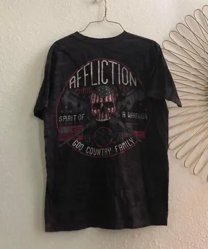 Affliction Chris Kyle God Country Family black red cotton tee tshirt #gothic #grunge #punk Sz M-measurement in pics thumbnail 1
