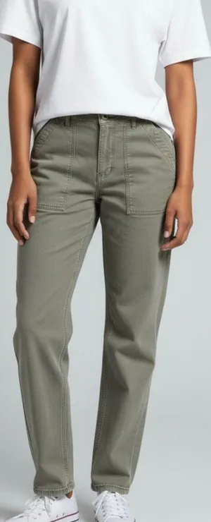 American Eagle Women 14 Olive Green Utility Cargo Pants High Rise Button Fly thumbnail 1
