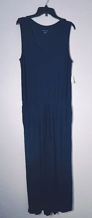 Amazon Essentials Sleeveless Scoop Neck Wide Leg Navy Jumpsuit Size Large. New! thumbnail 1