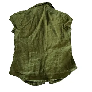 Banana Republic women's size XS military green linen button down blouse thumbnail 2