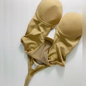 Defitshape Women’s Beige size 36/Large Backless Stretchy Seamless Bodysuit NWOT thumbnail 2