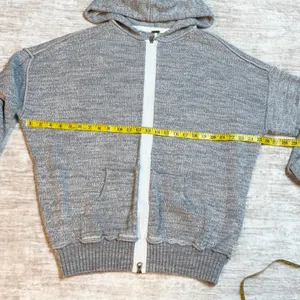 Free People In Bloom Women’s Small Oversized Gray Knit Zip Sweatshirt Hoodie thumbnail 2
