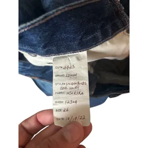 Distressed‎ Denim Skirt Size 26 tagged 25 EDWIN Dark Wash Blue Jean thumbnail 2
