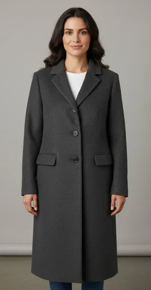 M Ralph Lauren Women's Three-Button Wool Cashmere Trench Reefer Coat grey thumbnail 1