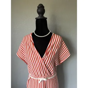 Anthropologie Saturday Sunday Red White Striped Wrap Dress Rope Tie Size S thumbnail 5