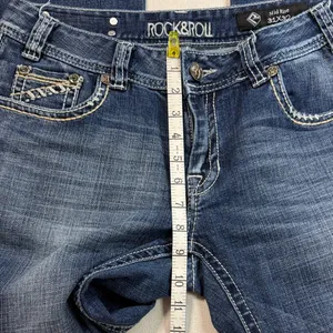 Rock & Roll Women's Dark Blue Boot Cut Jeans Size 31 thumbnail 6