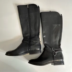 Marc Fisher Alexis Black Leather Riding Boot Size 7‎ thumbnail 5