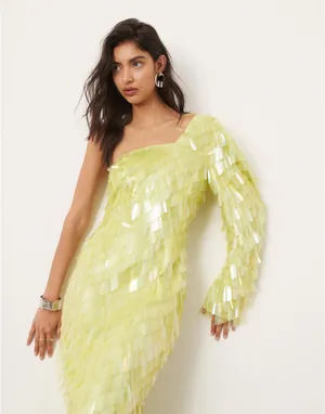 ASOS EDITION allover embellished one shoulder midi dress thumbnail 2