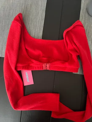 Edikted Red Sydney Ribbed Open Back Crop thumbnail 3
