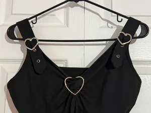 Amazon Black Tunic Shirt with Heart Detail and Lace Hem thumbnail 3