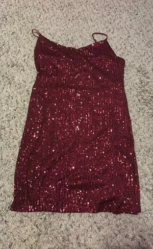 Bebop Dress Sequin Maroon Mini Red Sparkle Party thumbnail 1