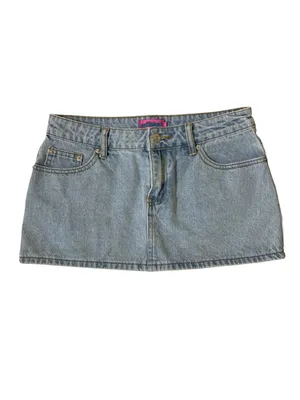 Edikted Light Wash Denim Micro Mini Skirt Y2K Low Rise 2000s Festival S thumbnail 2