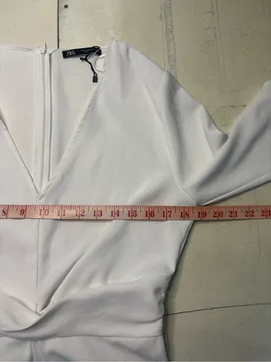 Zara White Jumpsuit Romper Size Medium 8-10 New Flaw Bridal Graduation Shower thumbnail 3