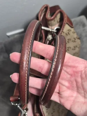 Y2K Dooney & Bourke Purse Brown Monogram wLeather Trim Shoulder Bag Vintage thumbnail 12
