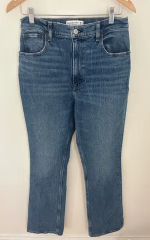 Abercrombie & Fitch The 70s Vintage Flare Ultra High Rise Jeans Blue Size 28‎ 6R thumbnail 1