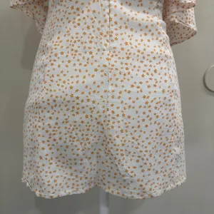For‎ Love & Lemons Aurora Ruffle Mini Dress White Orange Star Print XS Celestial thumbnail 6